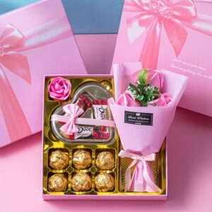 Pink Floral Chocolate Gift Basket